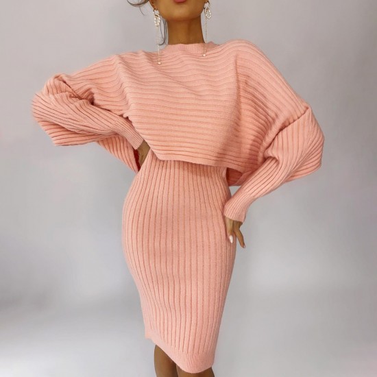 Fashionable layered sweater dress two-piece suit HF0108-02-02 Fashionable layered sweater dress two-piece suit HF0108-02-02
