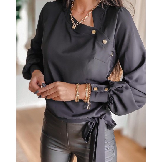 Xiao Zhongfang collar leakage collarbone slimming lantern sleeve top HF3208-03-03 Xiao Zhongfang collar leakage collarbone slimming lantern sleeve top HF3208-03-03